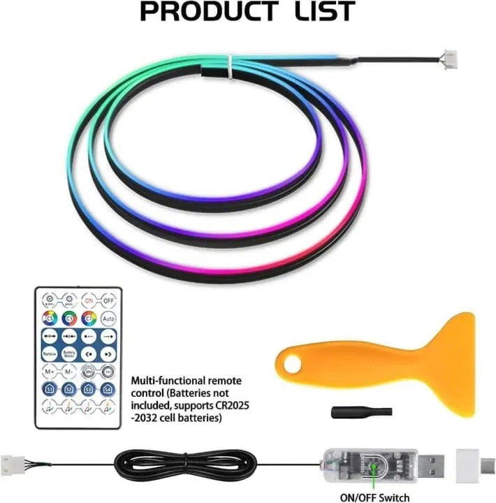 LED  Ambient Light For Car Interior USB Decoration Atmosphere Neon RGB Rainbow Acrylic Strip APP Remote Control