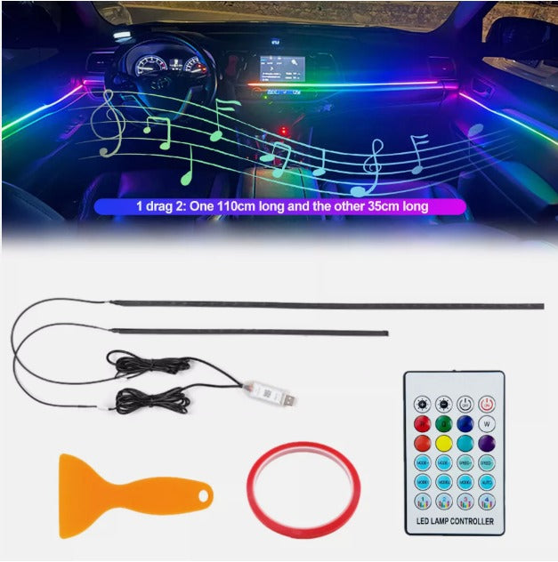 LED  Ambient Light For Car Interior USB Decoration Atmosphere Neon RGB Rainbow Acrylic Strip APP Remote Control