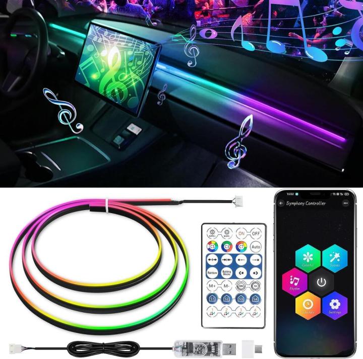 LED  Ambient Light For Car Interior USB Decoration Atmosphere Neon RGB Rainbow Acrylic Strip APP Remote Control
