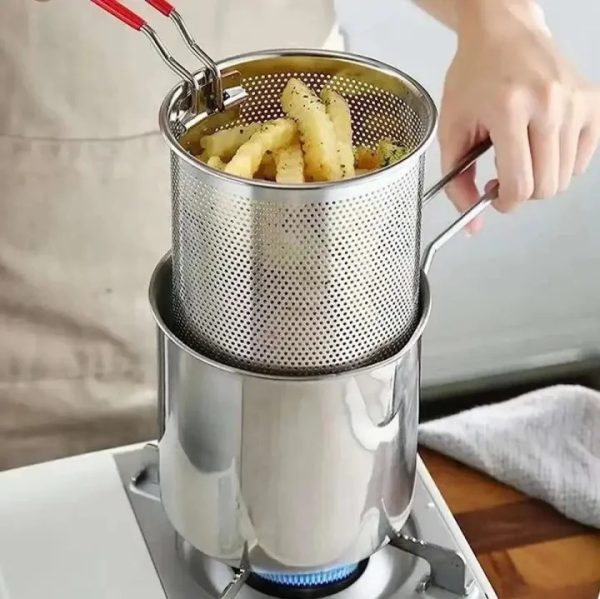 Stainless Steel Deep Frying Pot With Strainer
